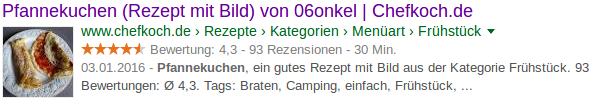 Beispielhafter Google Treffer zu „Pfannekuchen“